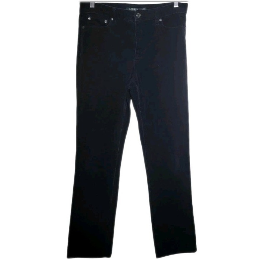 Lauren Ralph Lauren Black Cord Pants Women Size 8 Premier Straight Curvy Stretch
